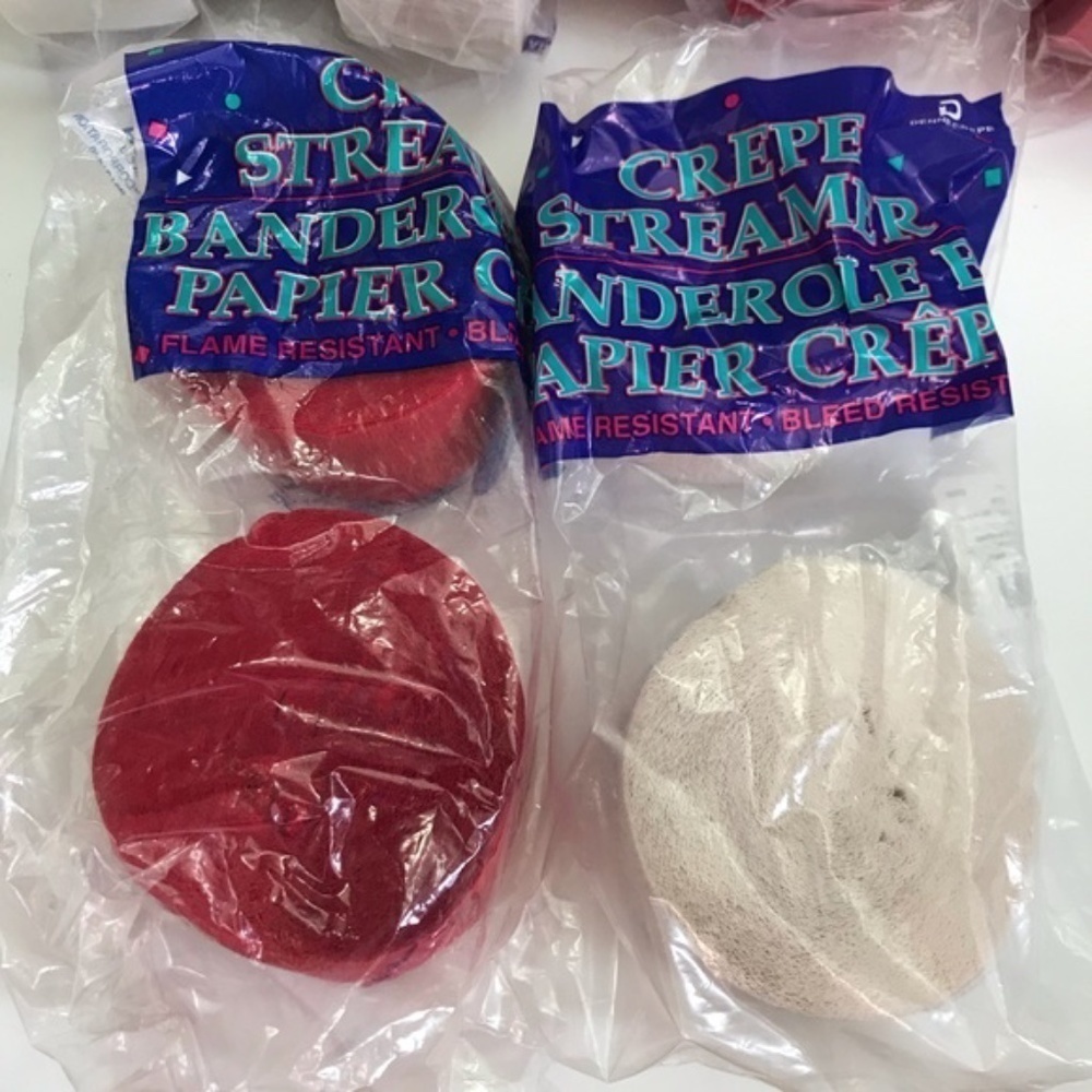 Crepe Streamers Bundle Red White 2Rolls/Pk 70’Roll